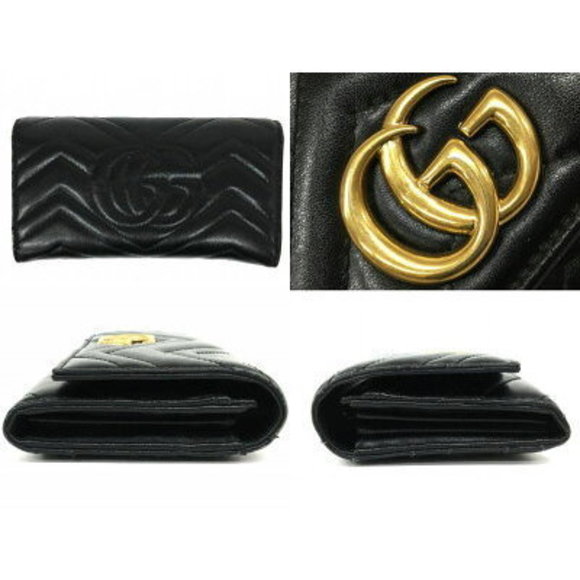 Gucci GG Marmont Black Continental Leather GG Wallet Long - Picture 1 of 5